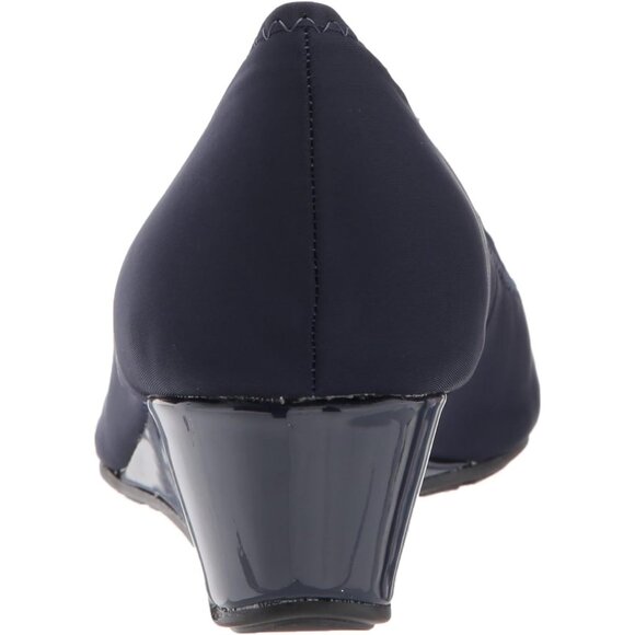 Bandolino Womens Blue Navy Closed Rounded Toe Flexible Wedge Flat Tad Pump - Picture 3 of 8